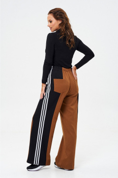 Демисезонные широкие брюки с высокой посадкой из текстиля Liona Style 915 корица - фото 2