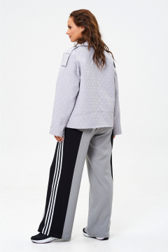 Стеганый жакет и широкие брюки — комфортный демисезонный костюм Liona Style 916 серый - фото 4