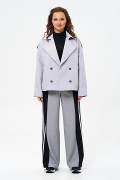 Стеганый жакет и широкие брюки — комфортный демисезонный костюм Liona Style 916 серый - фото 3