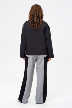 Брюки и жакет из текстиля с отделочной тесьмой, демисезон Liona Style 916 черный-серый - фото 4