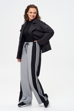 Брюки и жакет из текстиля с отделочной тесьмой, демисезон Liona Style 916 черный-серый - фото 3