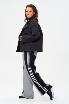 Брюки и жакет из текстиля с отделочной тесьмой, демисезон Liona Style 916 черный-серый - фото 2