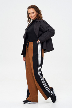 Костюм брюки и жакет из текстиля с патами, демисезон Liona Style 916 черный-корица - фото 2