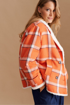 Полупальто ELLETTO 3782 оранжево-белый - фото 2