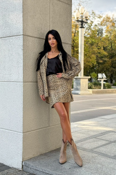 Бежевый мини-юбка из текстиля для повседневной жизни THE.WOMAN 0231 песочный - фото 1