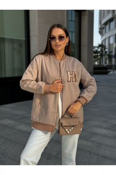 Легкий бежевый бомбер из вискозы и пальтовой ткани Dilana VIP 2076 бежевый - фото 4