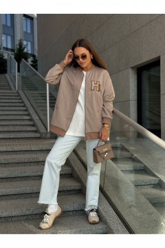 Легкий бежевый бомбер из вискозы и пальтовой ткани Dilana VIP 2076 бежевый - фото 2