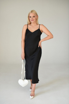 Платье-комбинация из шелковистой ткани с регулируемыми бретелями Мастер Мод 811с черный - фото 3