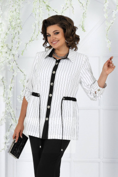 Деловой костюм блуза, брюки и жакет из текстиля-белый Ninele 7463 белый - фото 2