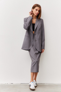 Классическая юбка-карандаш из костюмной ткани Luitui R2072 серый - фото 3