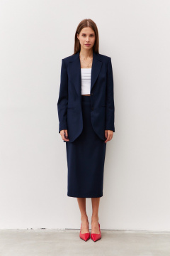 Классическая юбка-карандаш из костюмной ткани Luitui R2072 темно-синий - фото 3