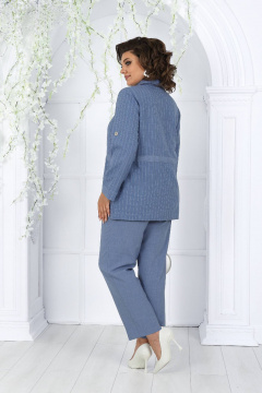 Деловой костюм блуза, брюки и жакет из текстиля-голубой Ninele 7463 небесный - фото 4