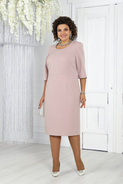 Классический костюм жакет и платье из костюмной ткани-розовый Ninele 7469 пудра - фото 3