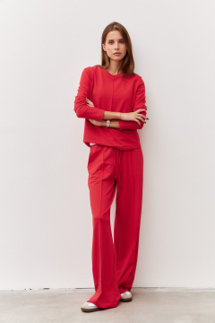 Брюки и джемпер из трикотажа с эластичным поясом Luitui R4017 красный - фото 4