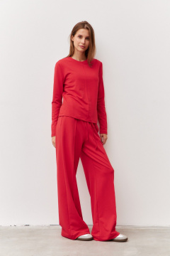 Брюки и джемпер из трикотажа с эластичным поясом Luitui R4017 красный - фото 1