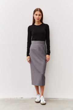 Демисезонный джемпер из трикотажа в классическом стиле Luitui R5066 черный - фото 3