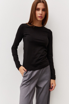 Демисезонный джемпер из трикотажа в классическом стиле Luitui R5066 черный - фото 1