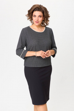 Костюм из трикотажа блуза и юбка с бусинами и тесьмой Solomeya Lux 949А - фото 5