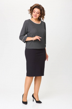 Костюм из трикотажа блуза и юбка с бусинами и тесьмой Solomeya Lux 949А - фото 3