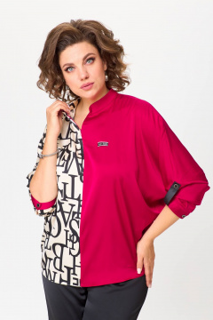 Блуза свободного силуэта летучая мышь из комбинированных тканей Solomeya Lux 968В - фото 3