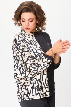 Блуза летучая мышь из комбинированных тканей с украшением Solomeya Lux 968С - фото 2