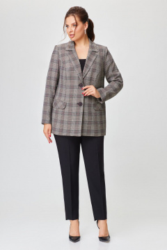 Брючный костюм с мультиколоровым жакетом и брюками DaLi 3351К клетка_с_чёрным - фото 2