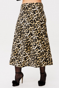 Юбка миди с оригинальным кройом из атласа с потайной молнией Anelli 1291 дикий_лео - фото 5