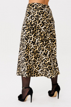 Юбка миди с оригинальным кройом из атласа с потайной молнией Anelli 1291 дикий_лео - фото 3