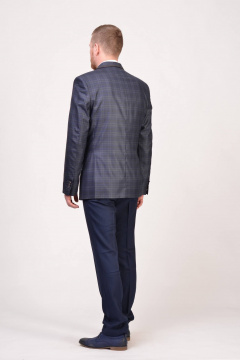 Пиджак синего классического незауженного из текстиля Pan-Mod 3115.170 темно-синий - фото 3