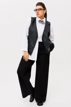 Черные брюки из вискозы и трикотажа для комфортного образа Anelli 1425 черный - фото 2