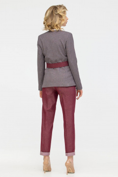 Красный костюм из текстиля с вариациями фактур Domna 16068 бордо - фото 2