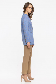 Классический костюм жакет и зауженные брюки из текстиля Domna 16076 песочный - фото 4