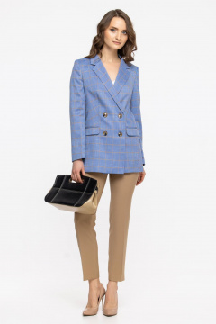 Классический костюм жакет и зауженные брюки из текстиля Domna 16076 песочный - фото 1