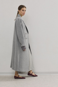 Демисезонное женское пальто из шерстяной пальтовой ткани DAVA 7001 серый - фото 5