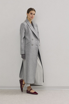 Демисезонное женское пальто из шерстяной пальтовой ткани DAVA 7001 серый - фото 2