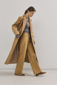 Пальто из пальтовой ткани с прорезными карманами и шлицей DAVA 7001 кэмел - фото 3