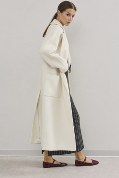 Модное женское пальто двубортное из шерсти DAVA 7002 молочный - фото 4