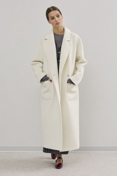 Модное женское пальто двубортное из шерсти DAVA 7002 молочный - фото 3