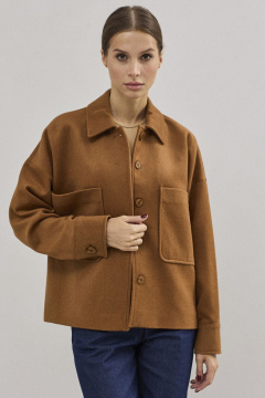 Полупальто из пальтовой ткани и шерсти с накладными карманами DAVA 7003 кэмел - фото 4