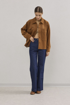 Полупальто из пальтовой ткани и шерсти с накладными карманами DAVA 7003 кэмел - фото 2