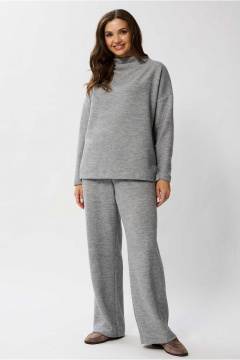 Трикотажный костюм джемпер и брюки на каждый день Mislana 1129 серый - фото 5