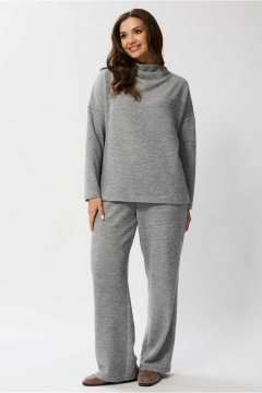 Трикотажный костюм джемпер и брюки на каждый день Mislana 1129 серый - фото 1