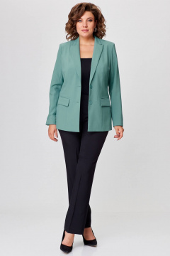 Комплект жакет и брюки классические из текстиля и хлопка БелЭльСтиль 412-3 03 22+596-2 79 22 мята+черный - фото 1