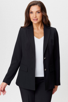 Комплект жакет и брюки из текстиля черный классический стиль БелЭльСтиль 412-3 03 22+596-2 79 22 черный_однотон - фото 5