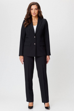 Комплект жакет и брюки из текстиля черный классический стиль БелЭльСтиль 412-3 03 22+596-2 79 22 черный_однотон - фото 2