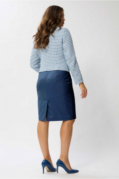Жакет и юбка комплект женский на каждый день из текстиля Mislana 1133 голубой+синий - фото 5