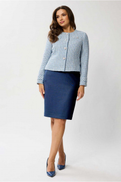 Жакет и юбка комплект женский на каждый день из текстиля Mislana 1133 голубой+синий - фото 1