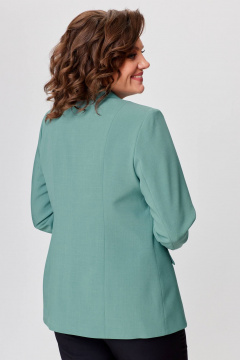 Комплект жакет и брюки из текстиля зеленый и черный БелЭльСтиль 412-3 03 22+601-2 88 22 мята+черный - фото 4