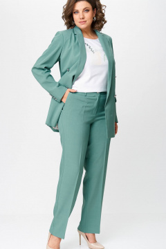 Комплект жакет и брюки из хлопка и текстиля универсальный БелЭльСтиль 785/596 мята - фото 4