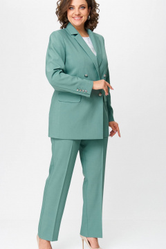 Комплект жакет и брюки из хлопка и текстиля универсальный БелЭльСтиль 785/596 мята - фото 3